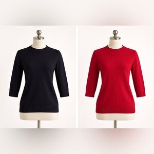 Talbots women’s Pure Cashmere Crewneck Sweaters Lot of 2 Black/Red bundle Sz M